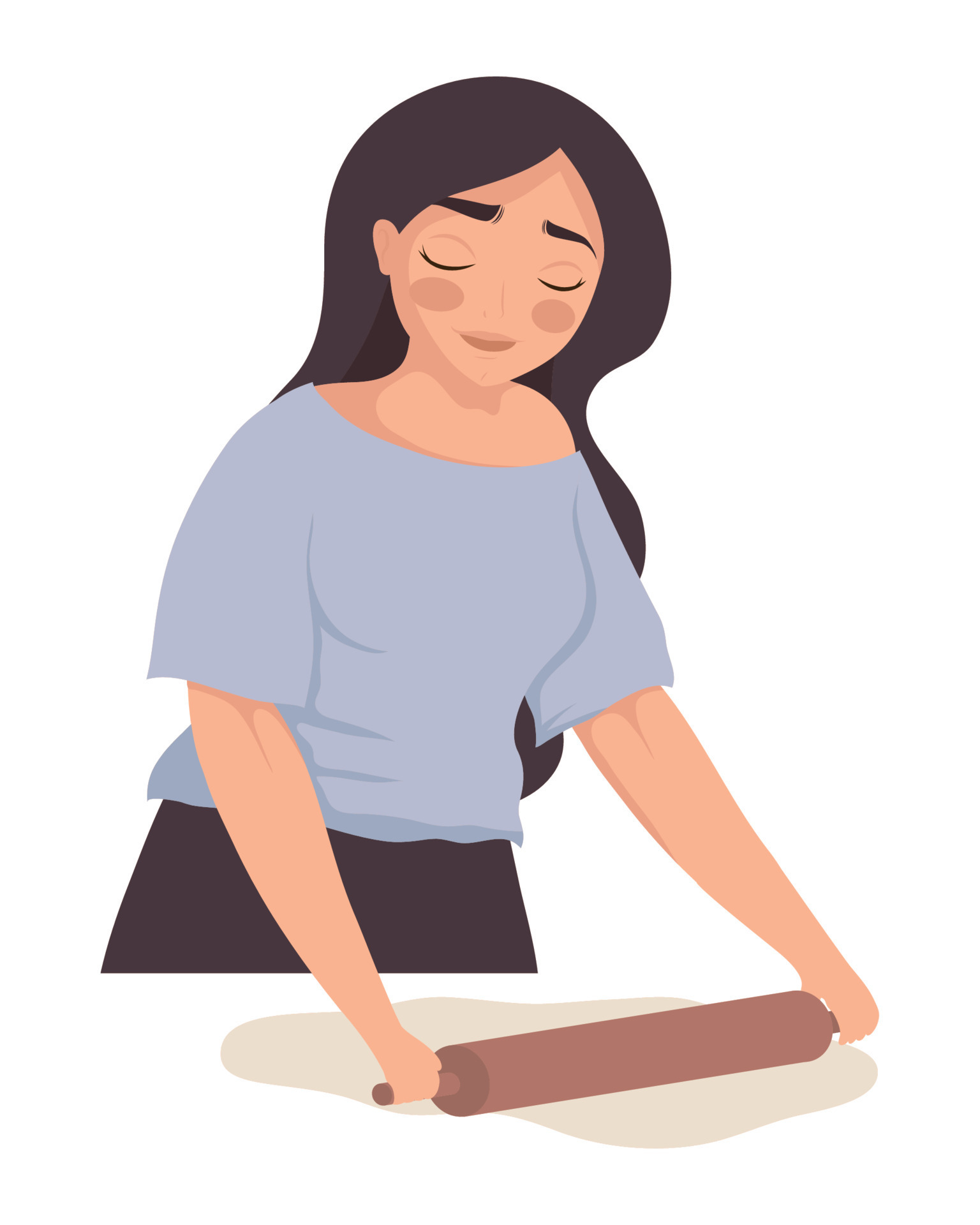 woman kneading dough 10849277 Vector Art at Vecteezy