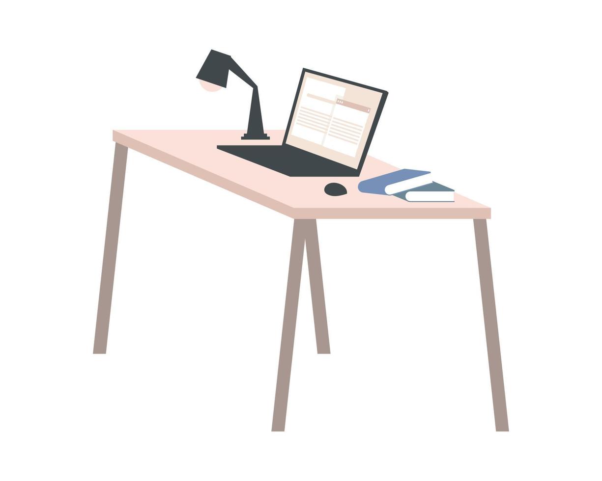 desk with laptop vector