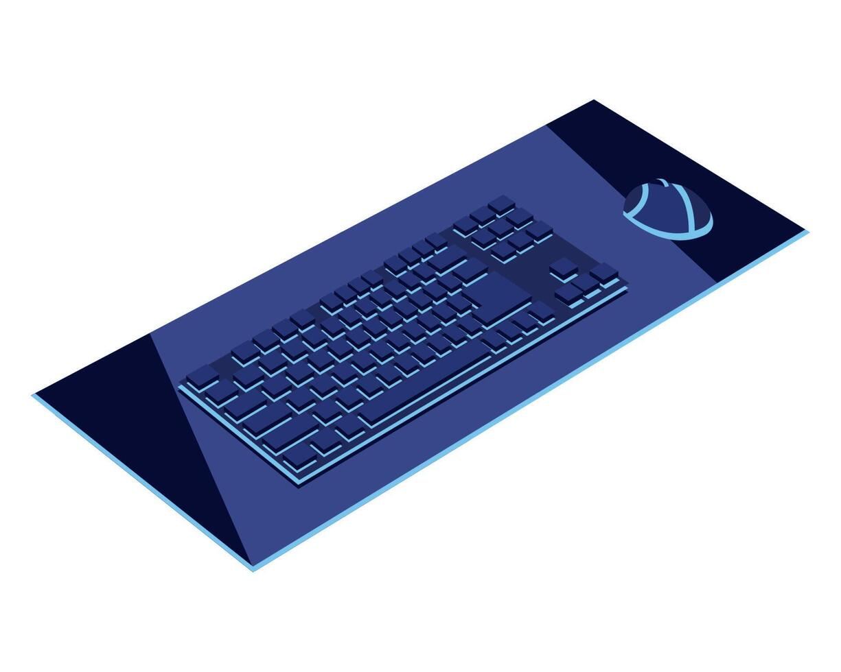 blue gamer keyboard and mouse vector