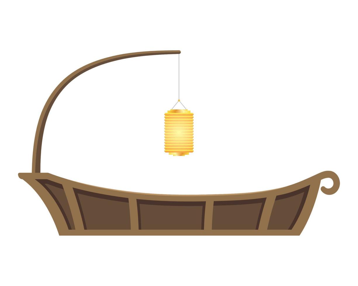 lámpara china en barco vector