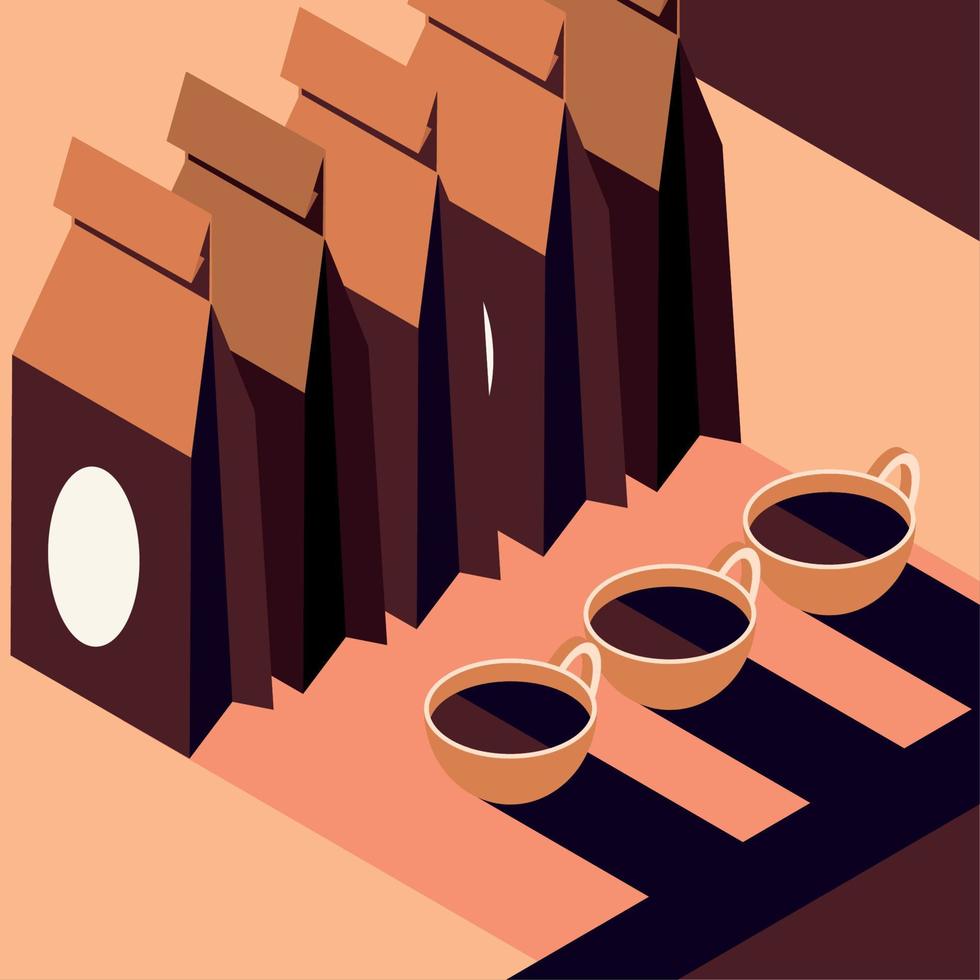 coffee bags and cups vector
