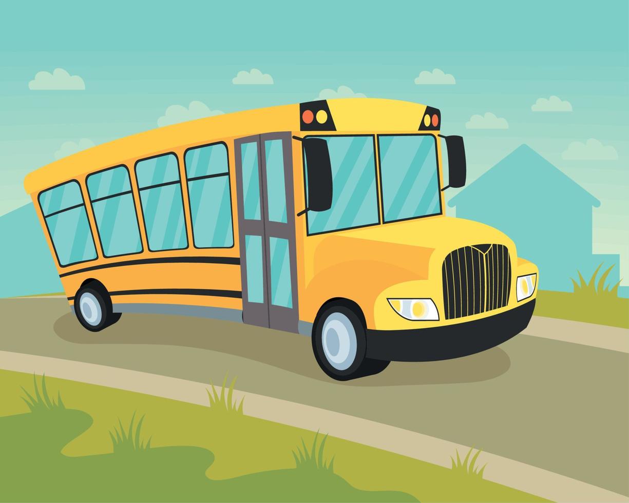 autobús escolar en la carretera vector