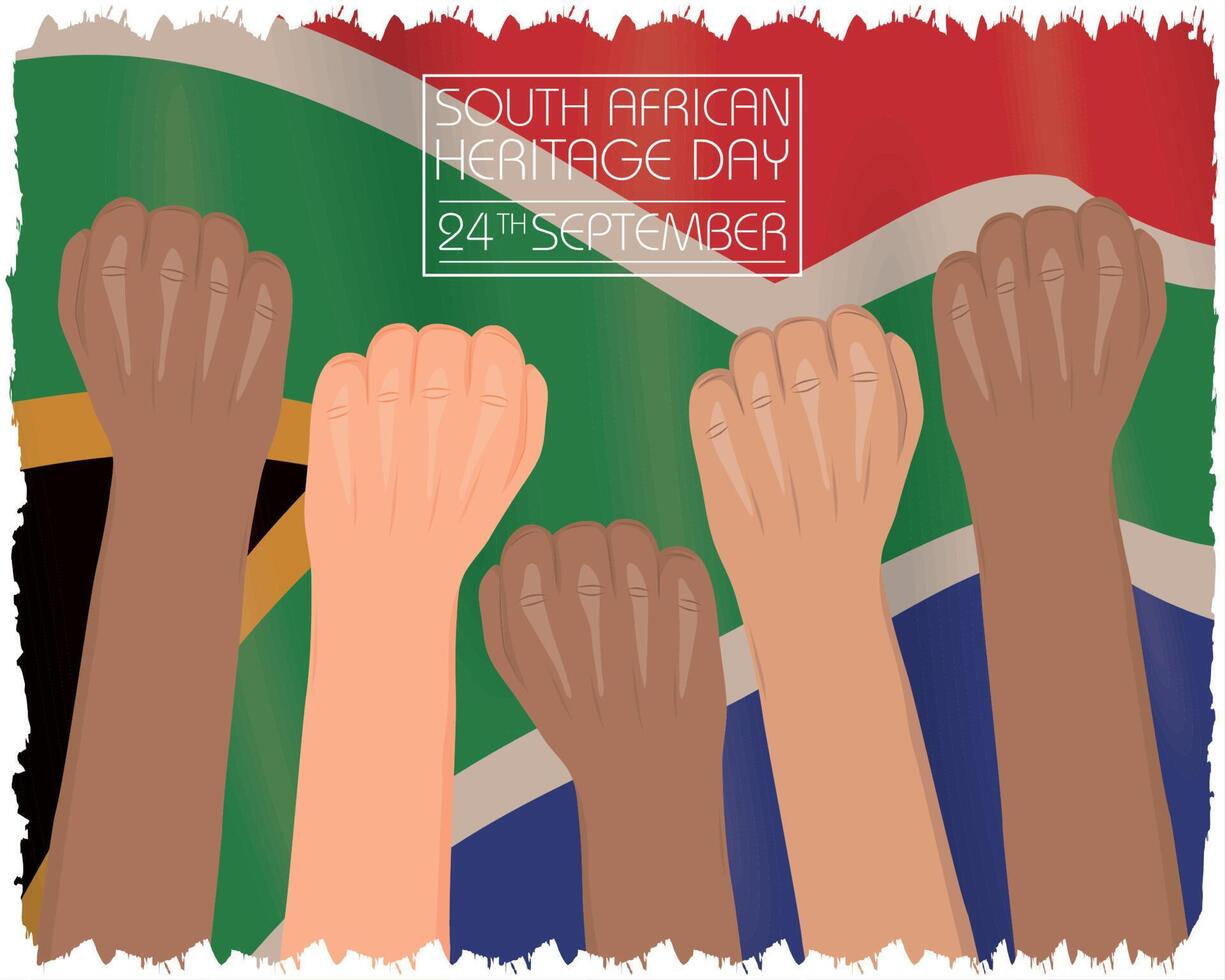 heritage day flag with hands fist vector