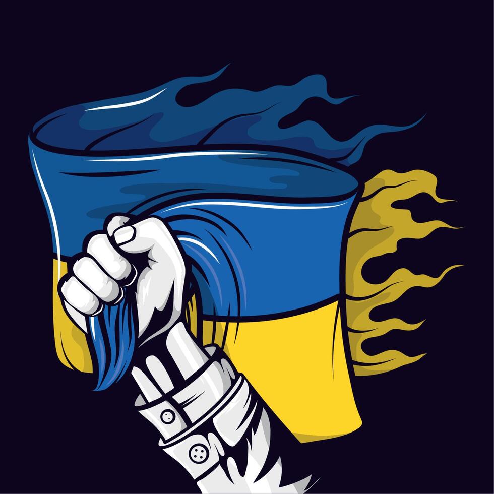 hand with Ukraine flag vector