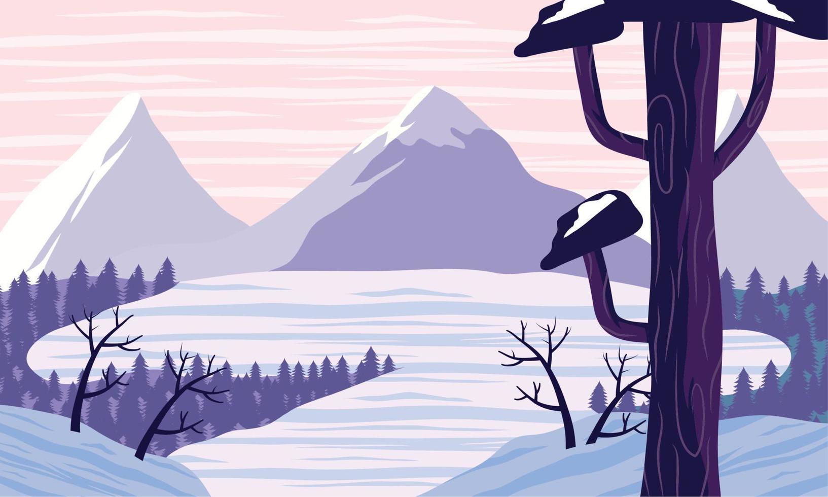 paisaje de invierno montañas vector