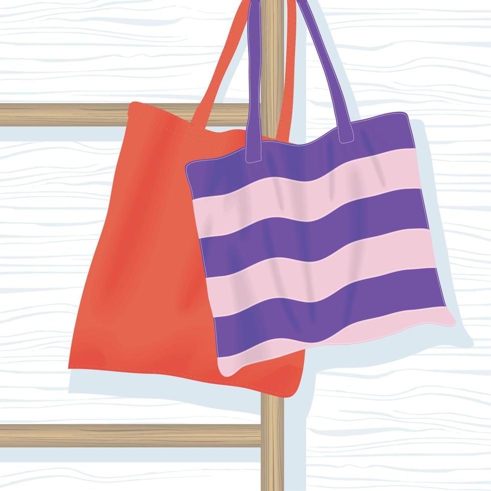hanging fabric bags vector