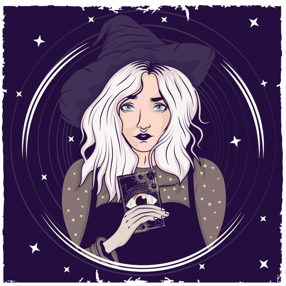 witch with card character vector