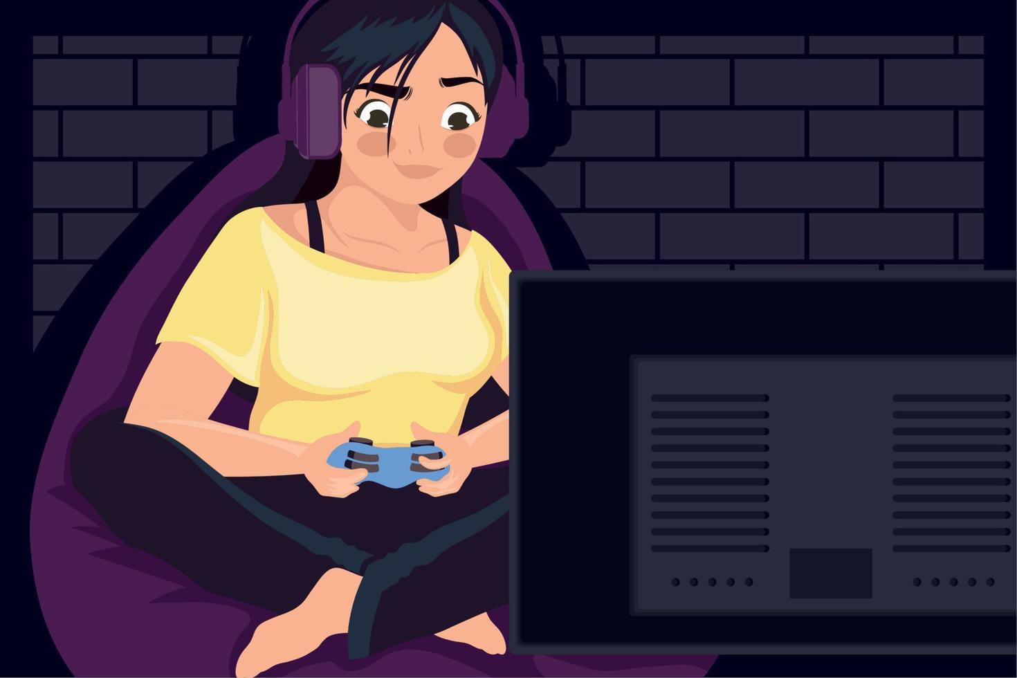 mujer jugando videojuegos vector