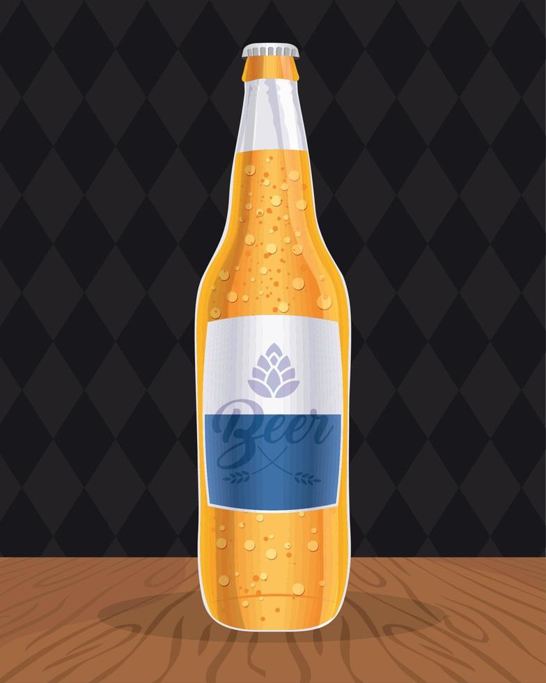 beer bottle in table vector