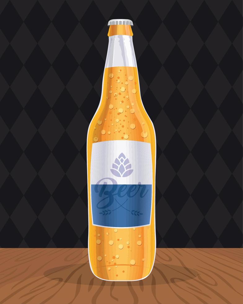 botella de cerveza en la mesa vector