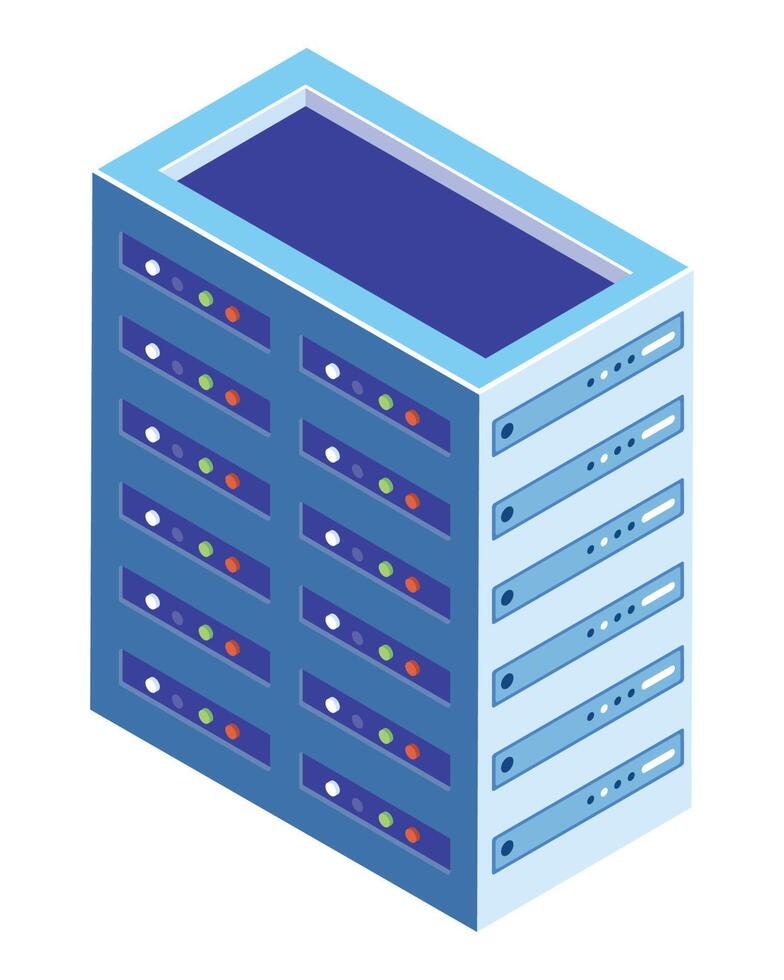 isometric server tower tech vector