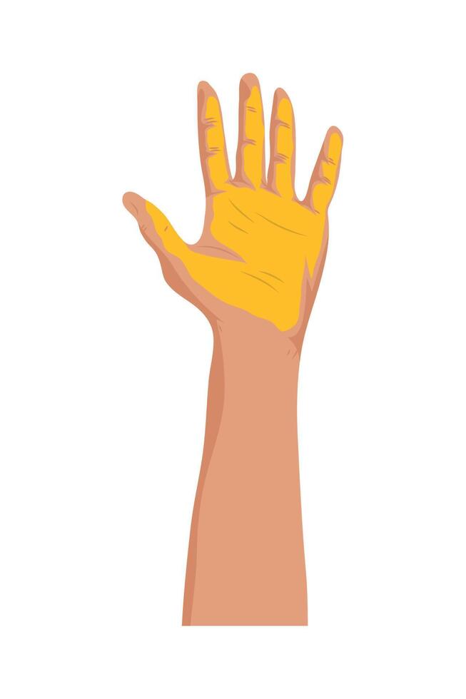 hand with yellow paint vector