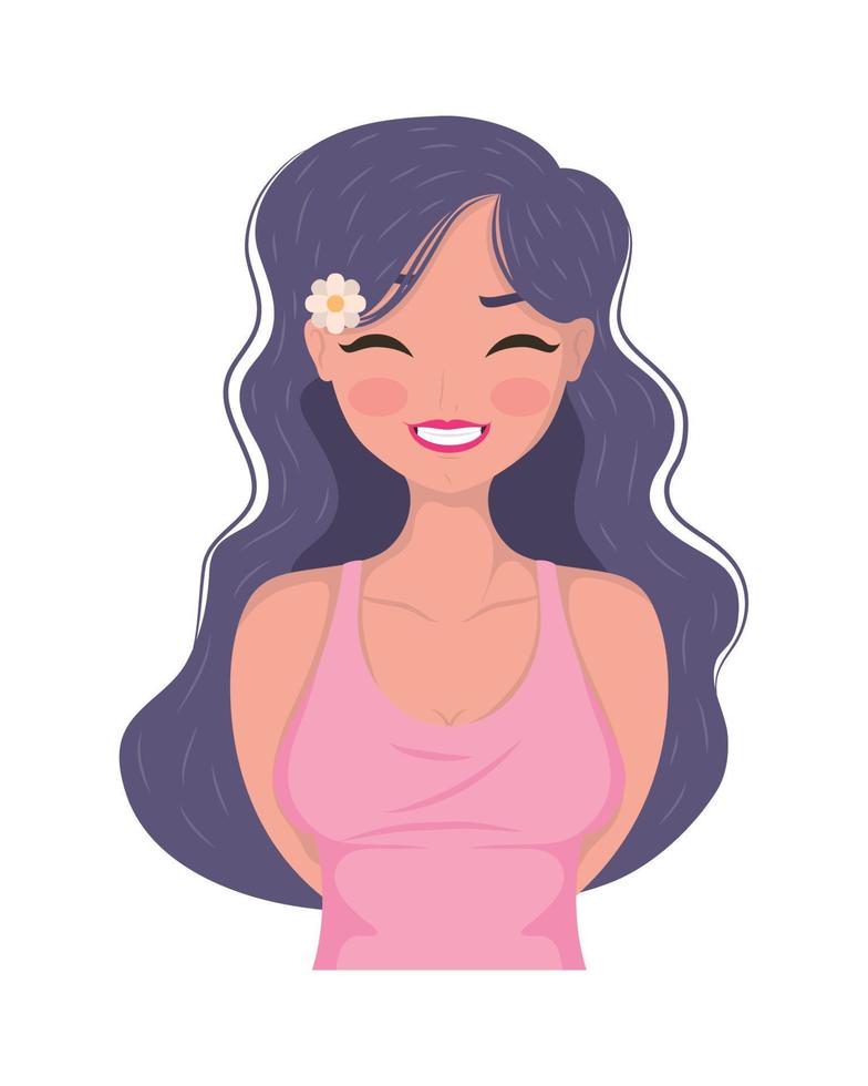 chica con cabello morado vector