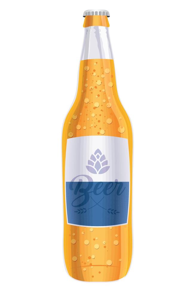 golden beer bottle vector