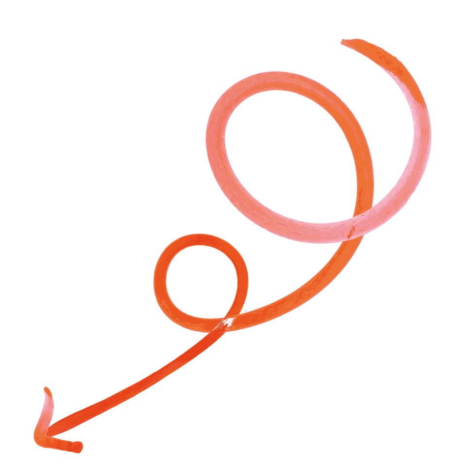 Curly arrow in watercolor paint png