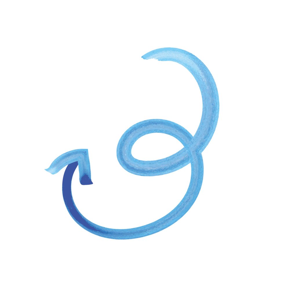 Curly arrow in watercolor paint png