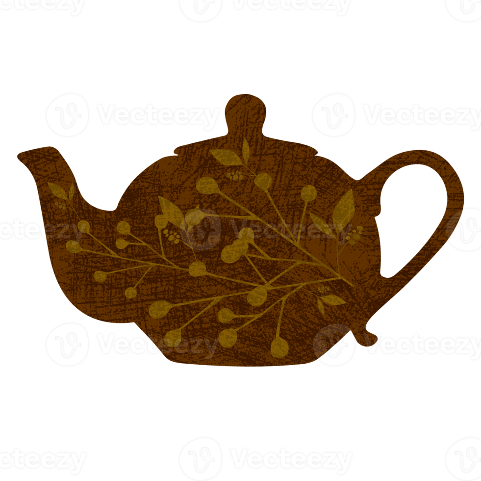 Herbal teapot collection decorative kettle with flower elements png