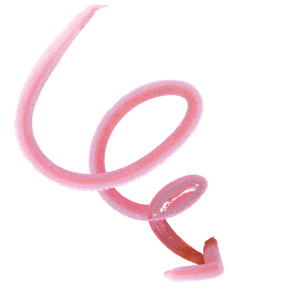 Curly arrow in watercolor paint png