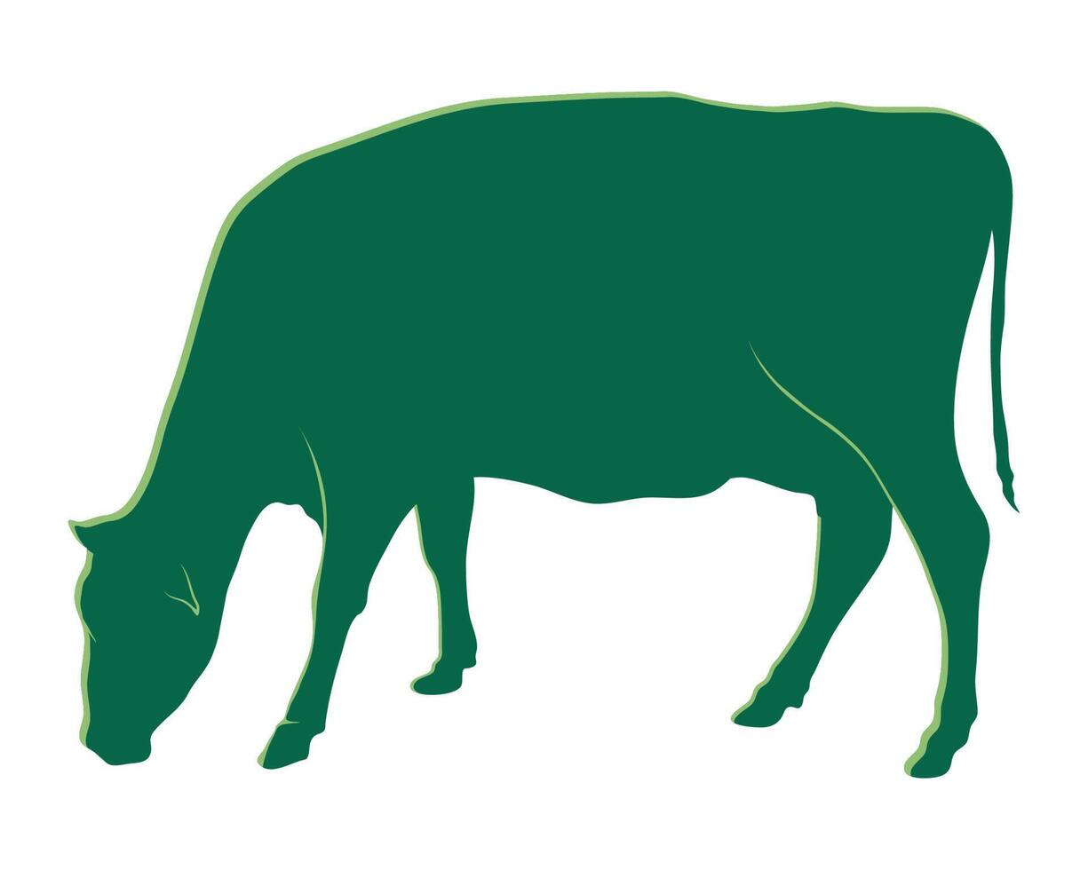 cow eating green silhouette vector