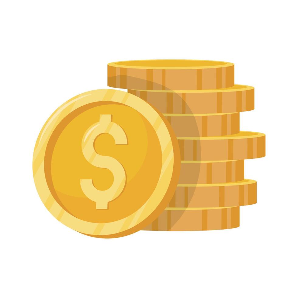 pile golden coins money vector