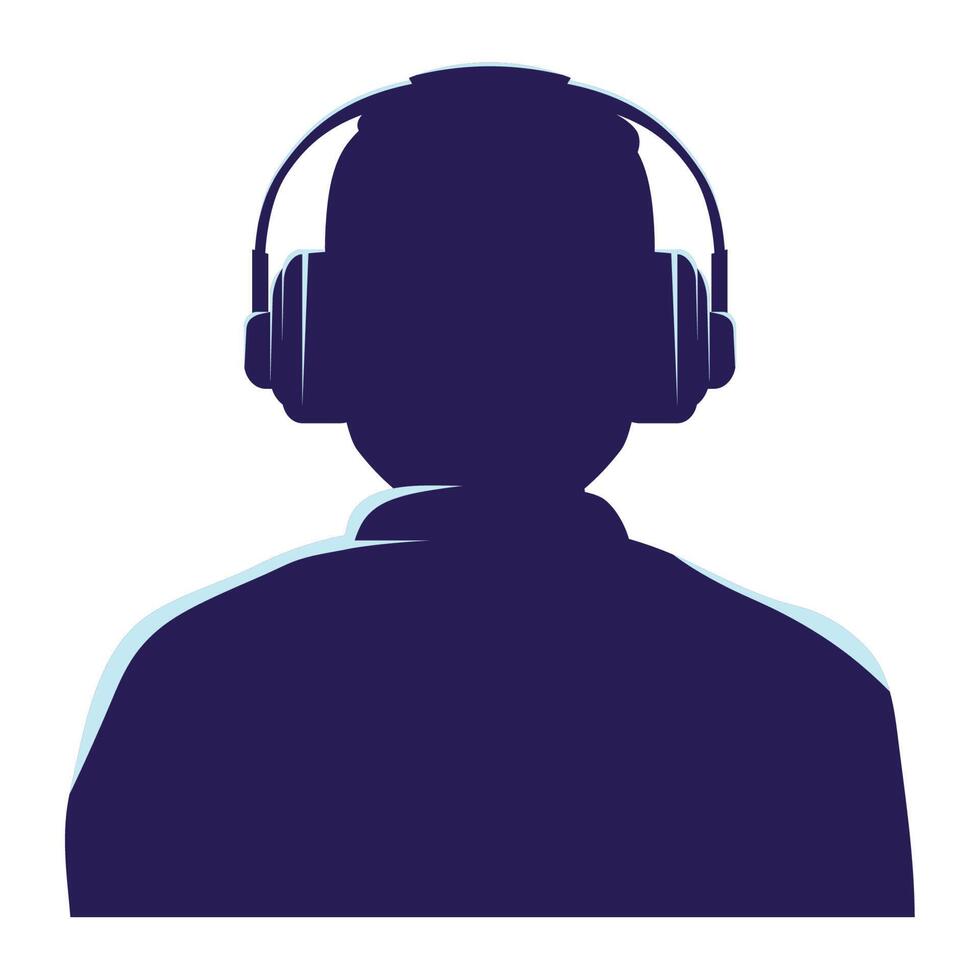 man with headset silhouette vector