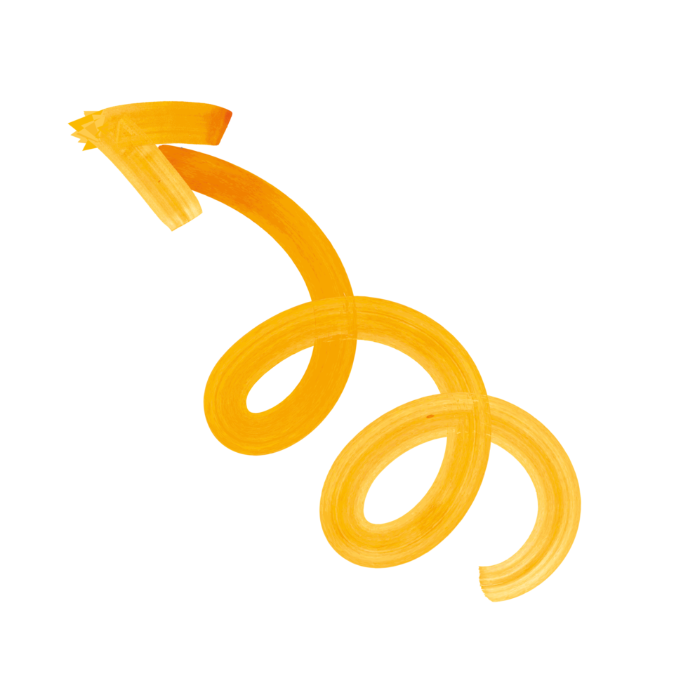 Curly arrow in watercolor paint png