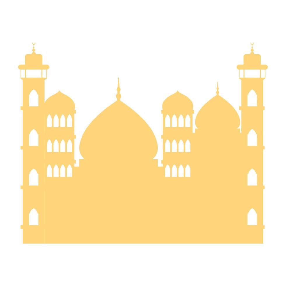 yellow mosque temple silhouette vector
