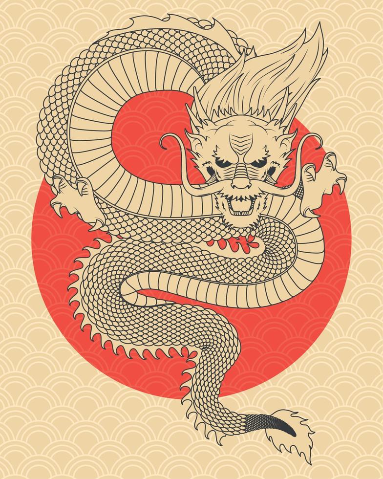 dragon with red circle vector