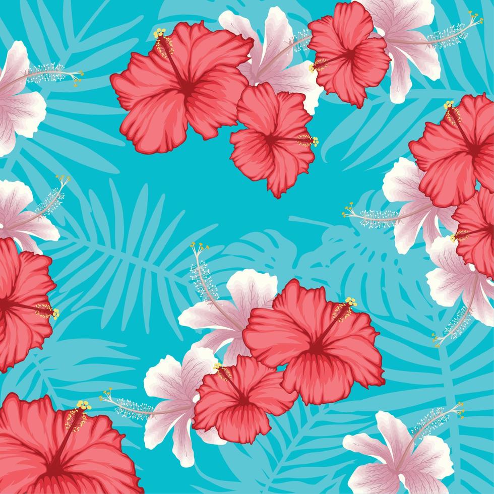 tropical flowers and leafs vector