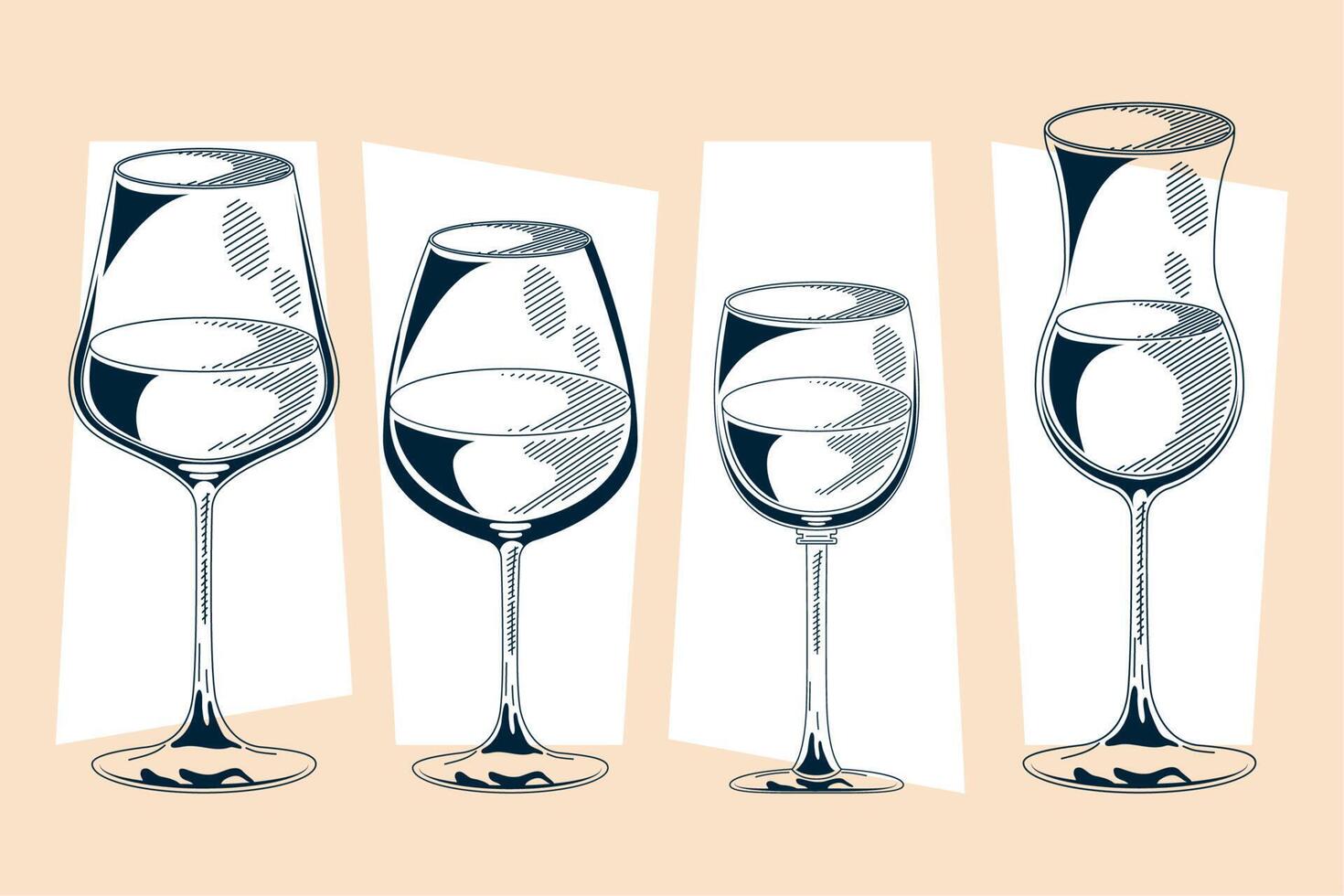 four wine drinks icons vector