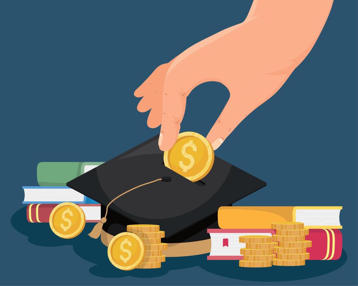 money and graduation hat vector