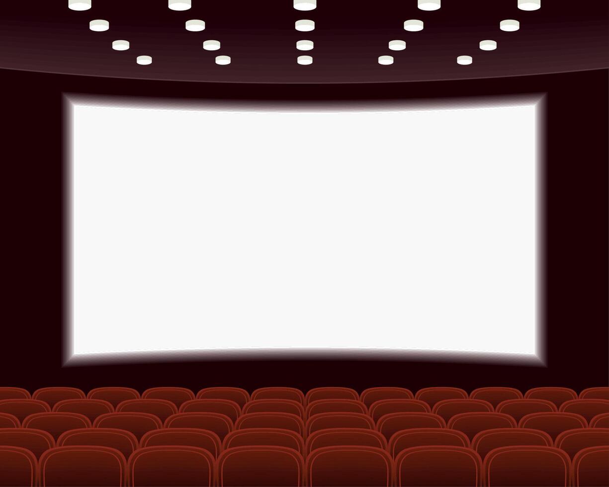 cinema auditorium with red chairs vector