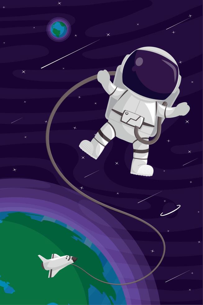 astronaut with spaceship vector