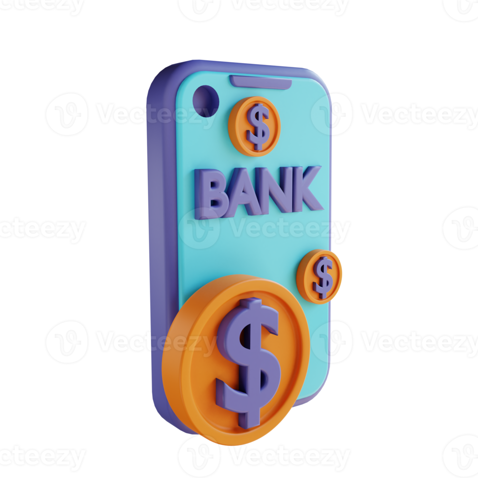 3D illustration coin and m banking png