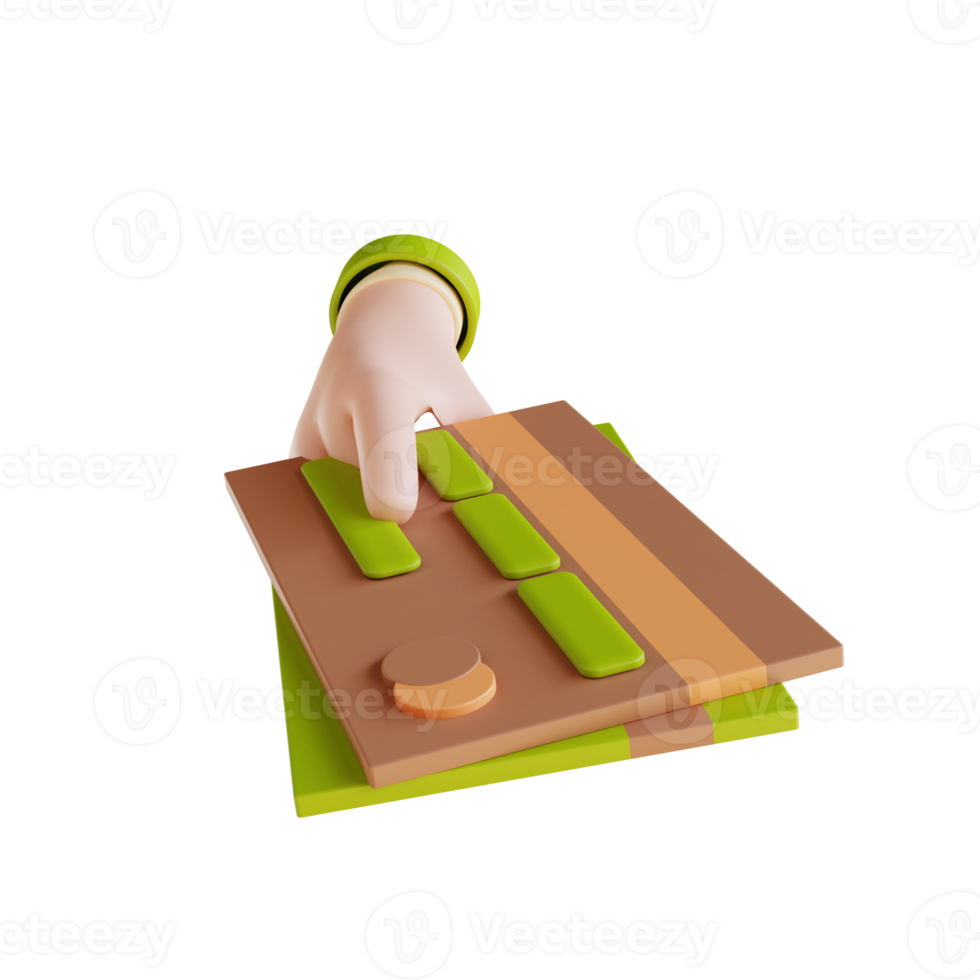 3D illustration hand and credit card png