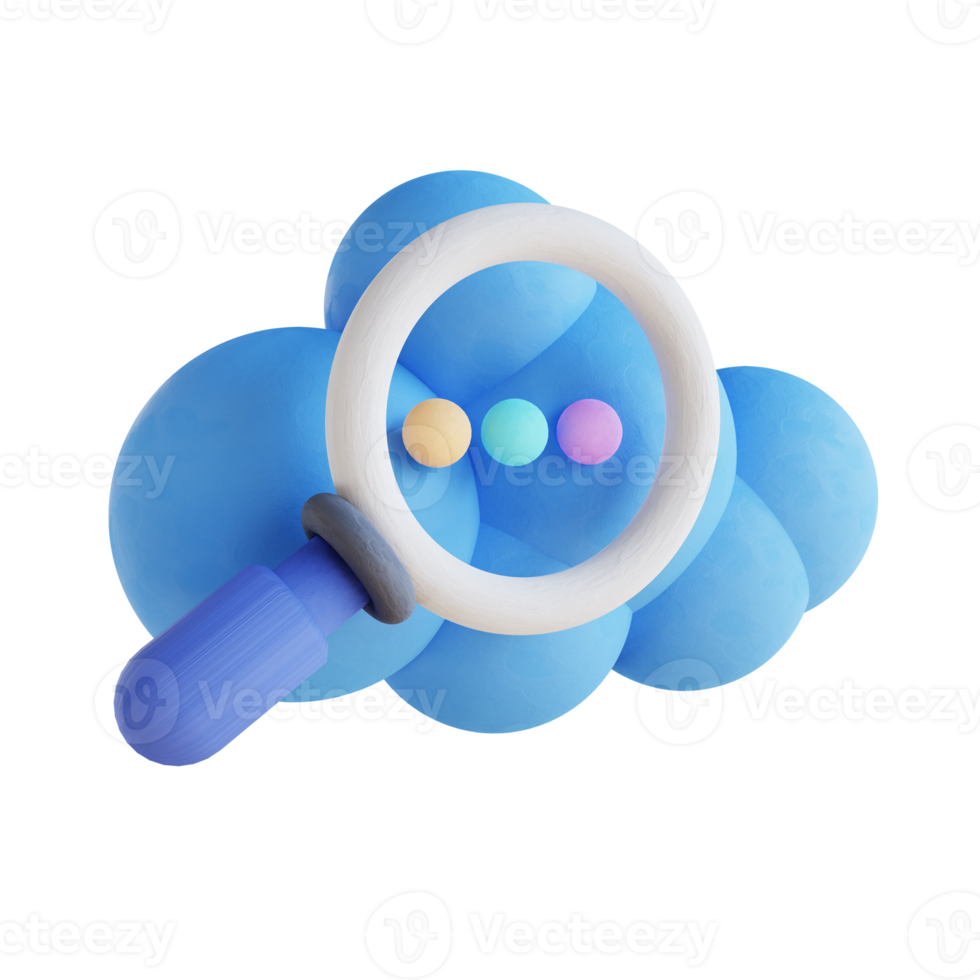 3D illustration search data cloud png