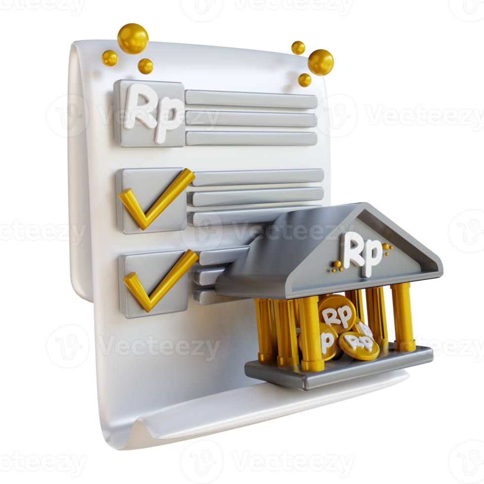 3D illustration banking documents png