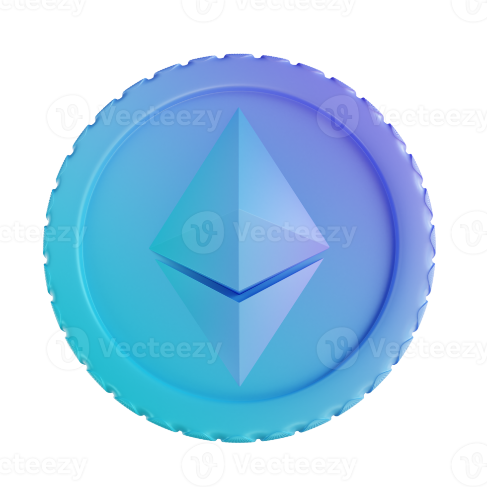 3D illustration Ethereum coin png