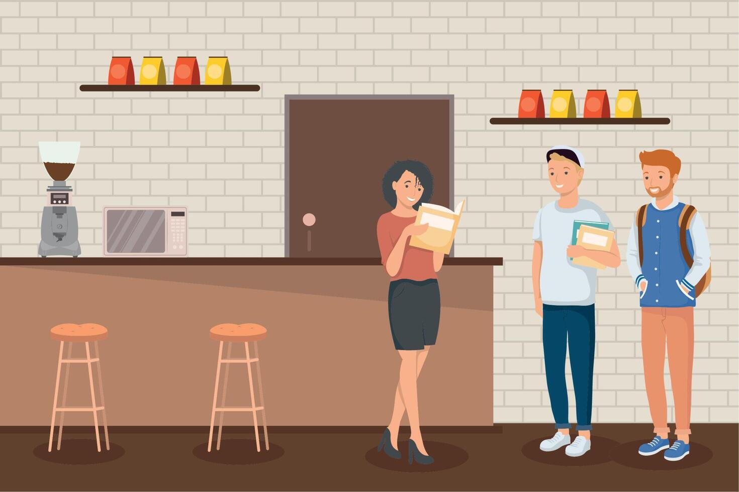 students in the cafeteria vector