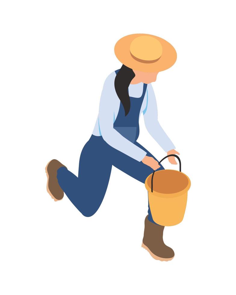 female farmer with bucket vector