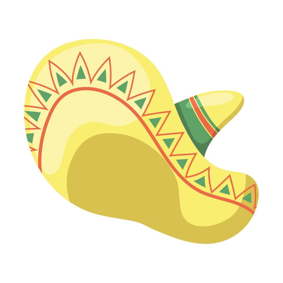 yellow mexican culture hat vector