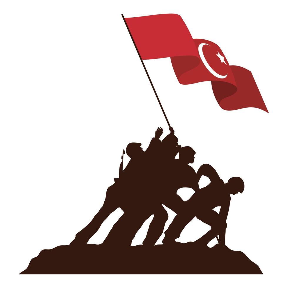 soldiers with turkey flag vector