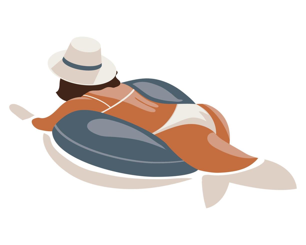 woman with swimsuit relaxing in float vector