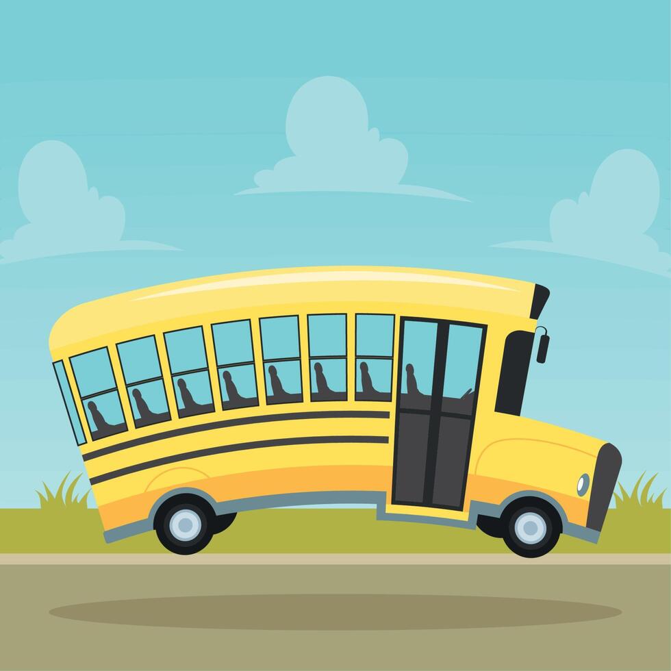 school bus jumping vector