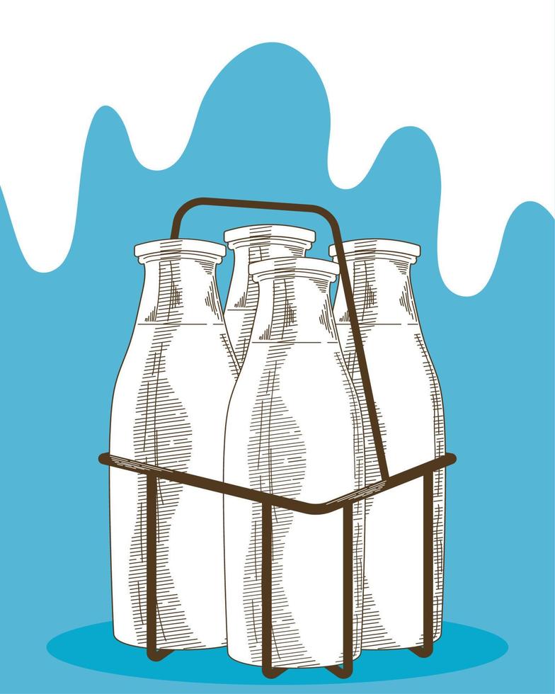 milk bottles products vector