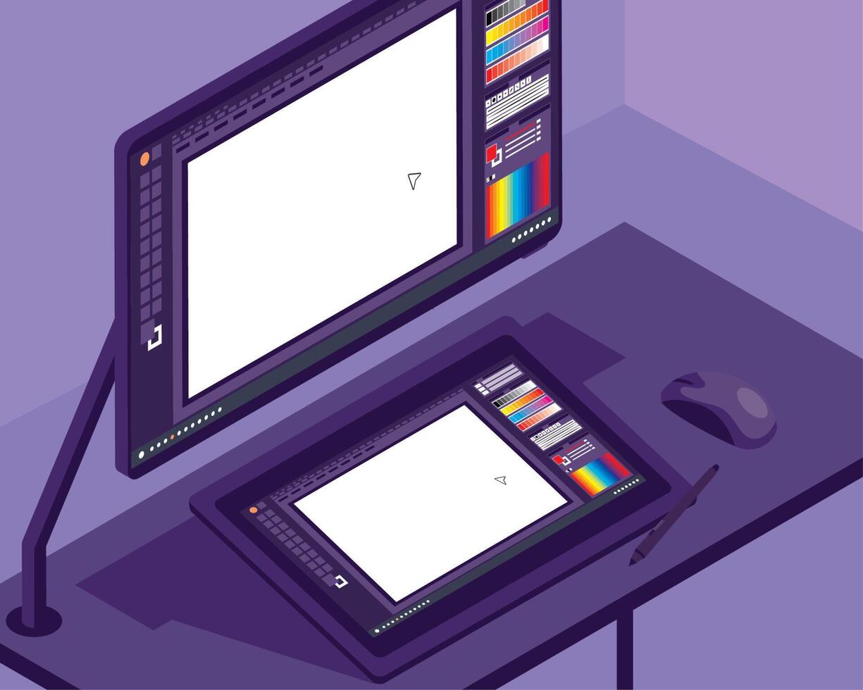 isometric graphic design desktop vector