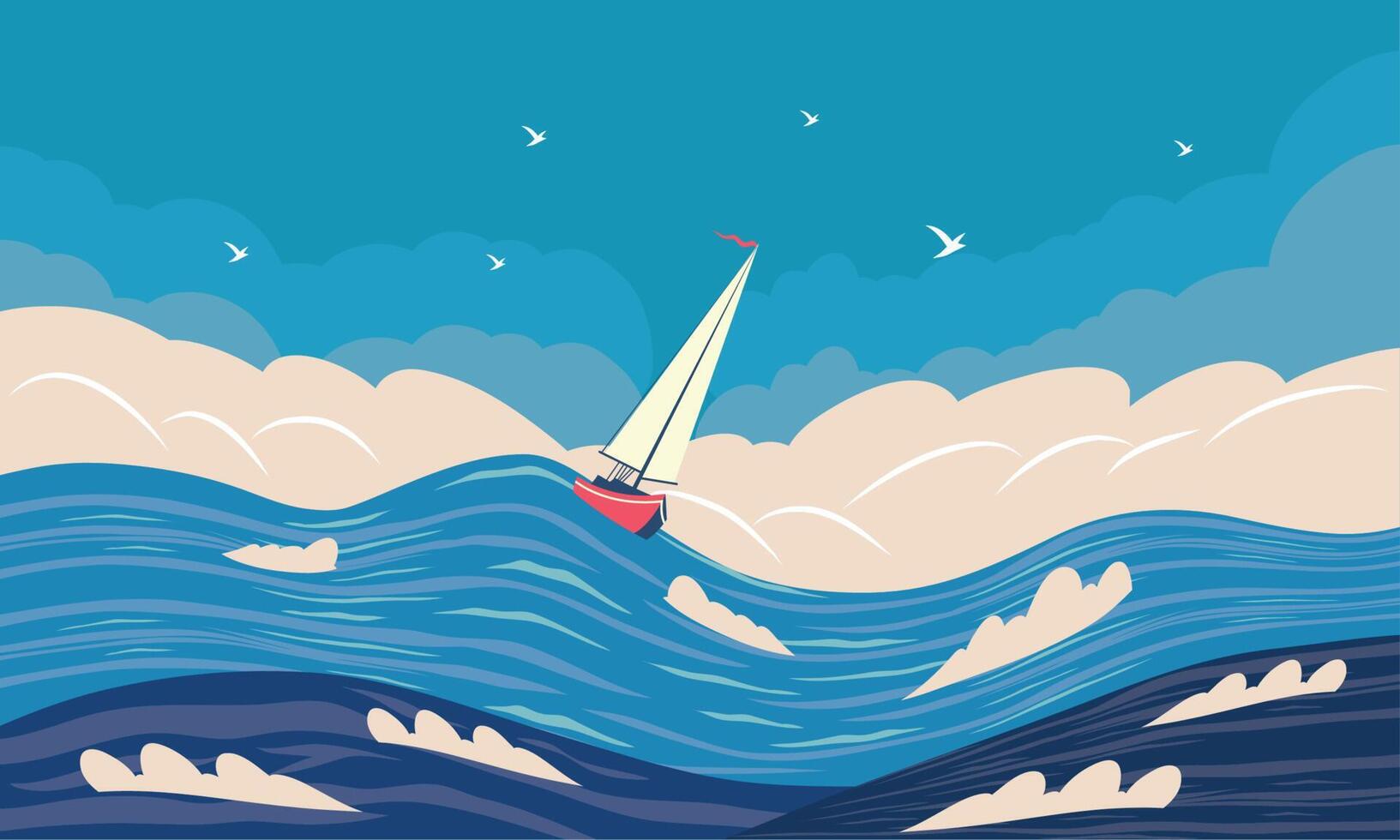 sailboat in the sea vector