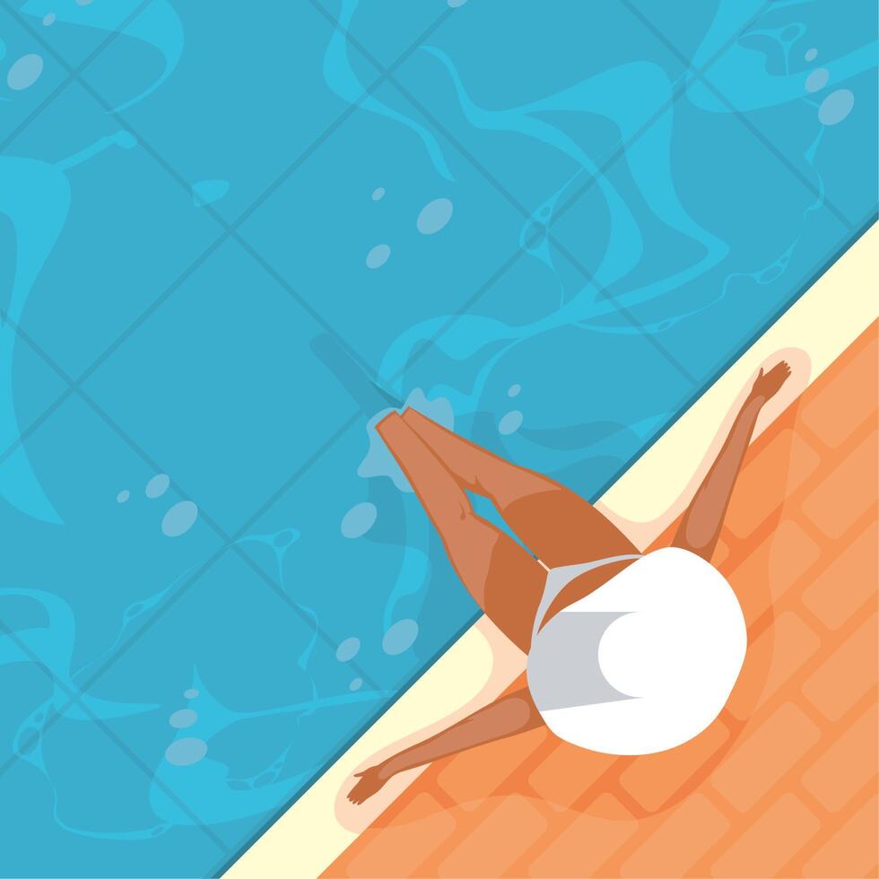 woman with swimsuit in pool vector
