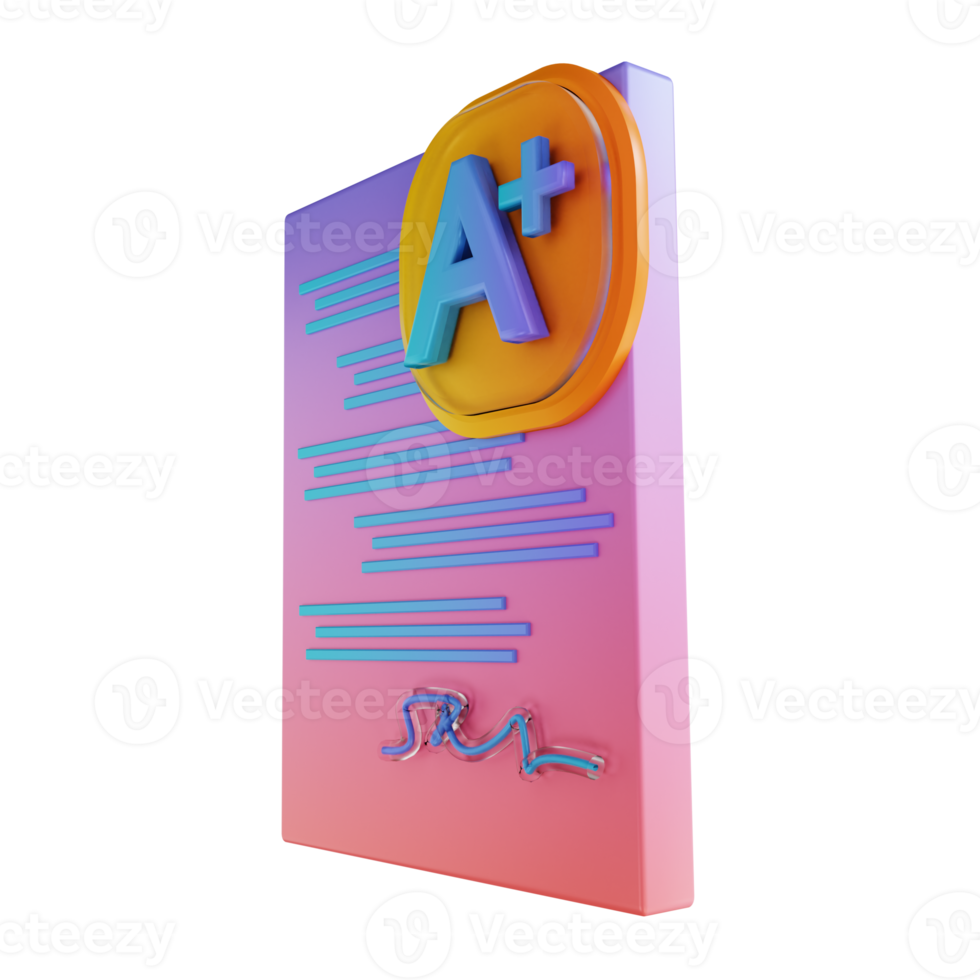 3D illustration colorful assignment report card png