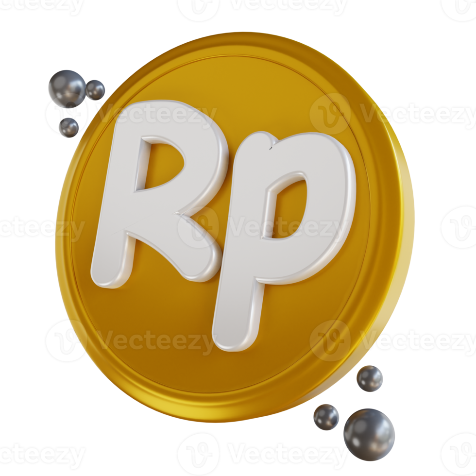 3D illustration coin Indonesia rupiah png